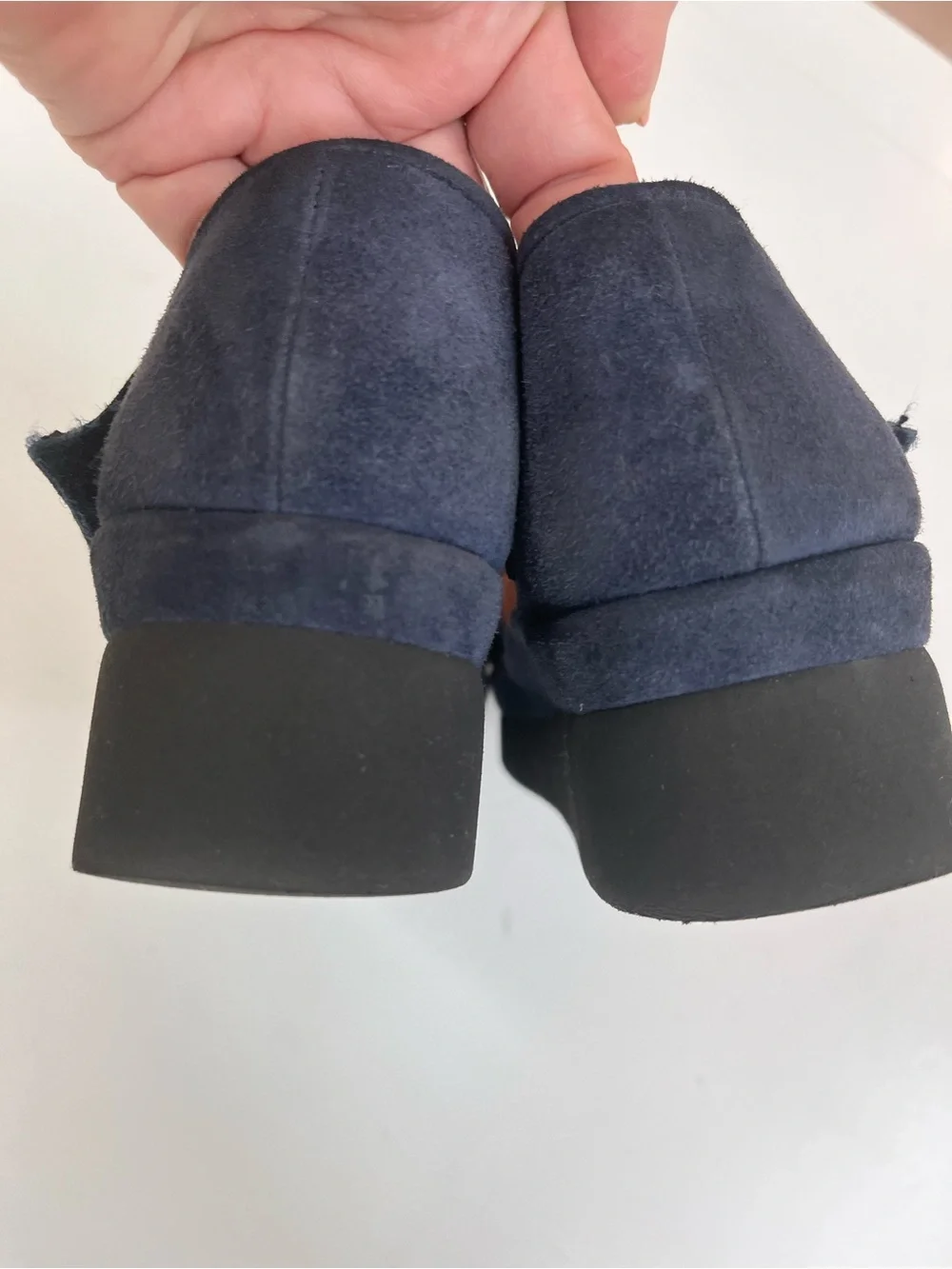 L’AmourDesPieds Women’s Navy Suede Mary Jane Slip-On Shoes with Velcro Strap